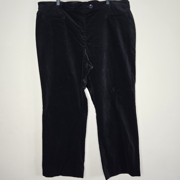 Lands' End Pants - LANDS END Black Velvet Straight Leg Elastic Waist Pant